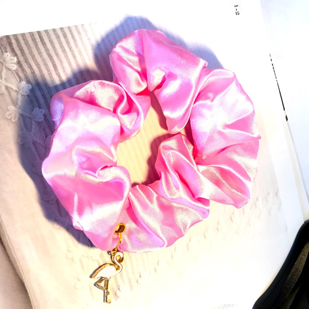 Flamingo charm Scrunchie